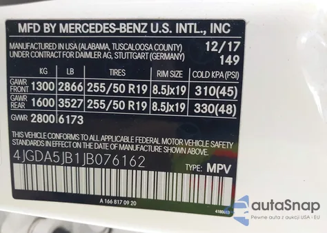 2018 Mercedes-Benz Gle 350 from USA, damaged, VIN 4JGDA5JB1JB076162